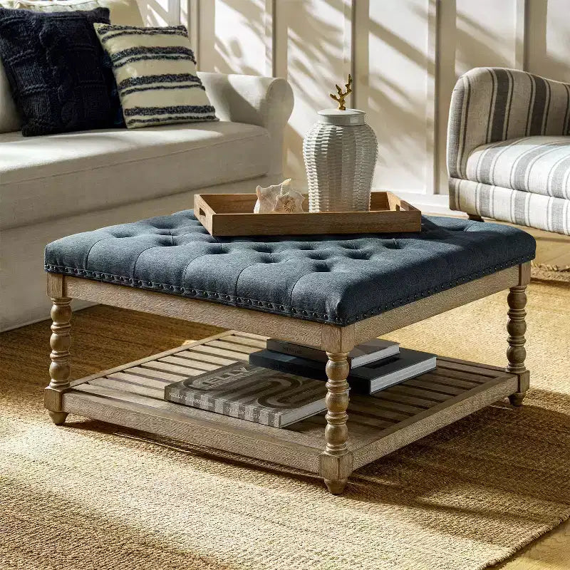 Pouf de ferme Levi en bois massif | HULALA HOME-IVOIRE