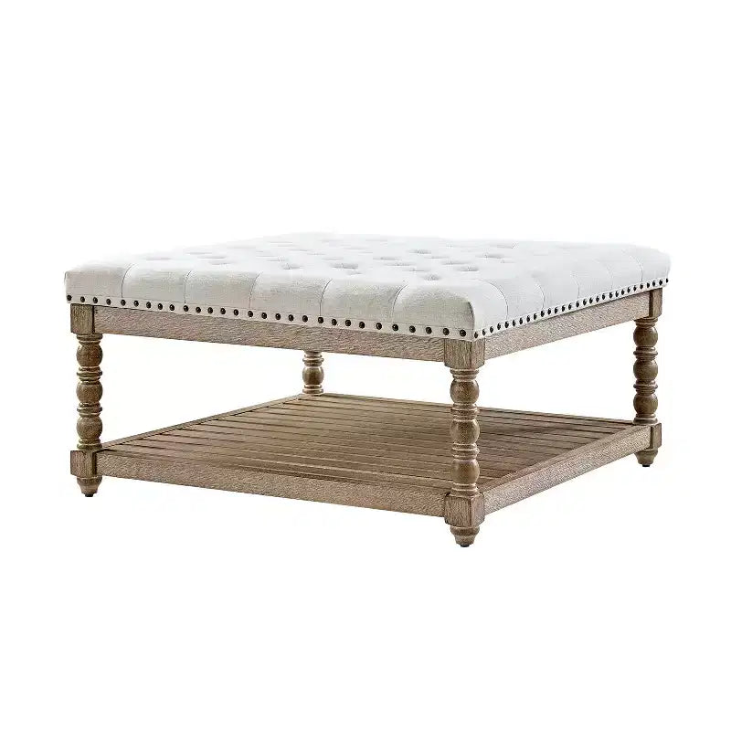 Pouf de ferme Levi en bois massif | HULALA HOME-IVOIRE