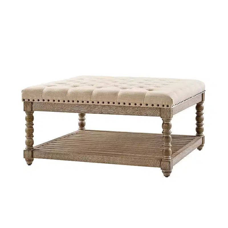 Pouf de ferme Levi en bois massif | HULALA HOME-IVOIRE