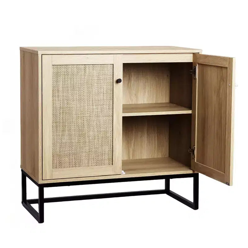 Meuble de Buffet, Armoire de Rangement Boho en Rotin, Table d'Appoint pour Entrée, Salon, Couloir, Cuisine