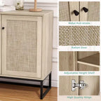 Meuble de Buffet, Armoire de Rangement Boho en Rotin, Table d'Appoint pour Entrée, Salon, Couloir, Cuisine
