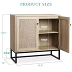 Meuble de Buffet, Armoire de Rangement Boho en Rotin, Table d'Appoint pour Entrée, Salon, Couloir, Cuisine