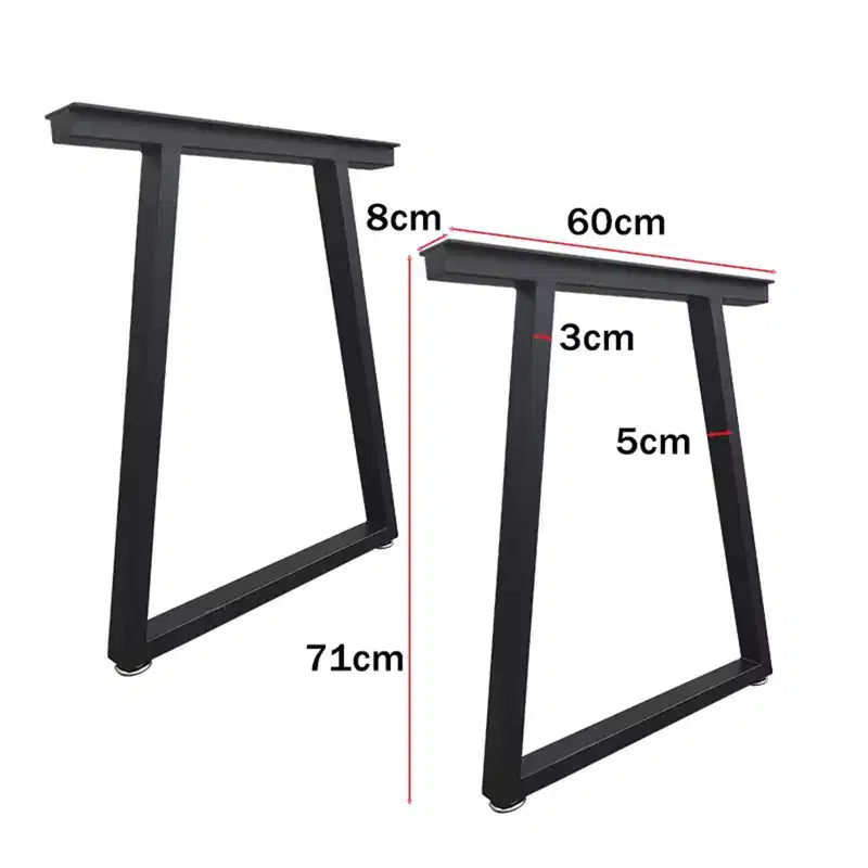 Pieds de table en métal noir 28 x 24 Pieds de bureau robustes Pieds de meubles industriels (lot de 2)