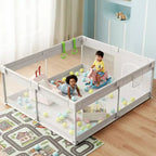 Parc Bébé Extra Large avec Porte, Aire de Jeu Intérieure pour Enfants et Clôture de Zone de Jeu pour Tout-petits, Robuste Gris 6959x26in