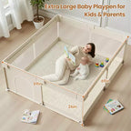 Parc Bébé Extra Large avec Porte, Aire de Jeu Intérieure pour Enfants et Clôture de Zone de Jeu pour Tout-petits, Robuste Gris 6959x26in