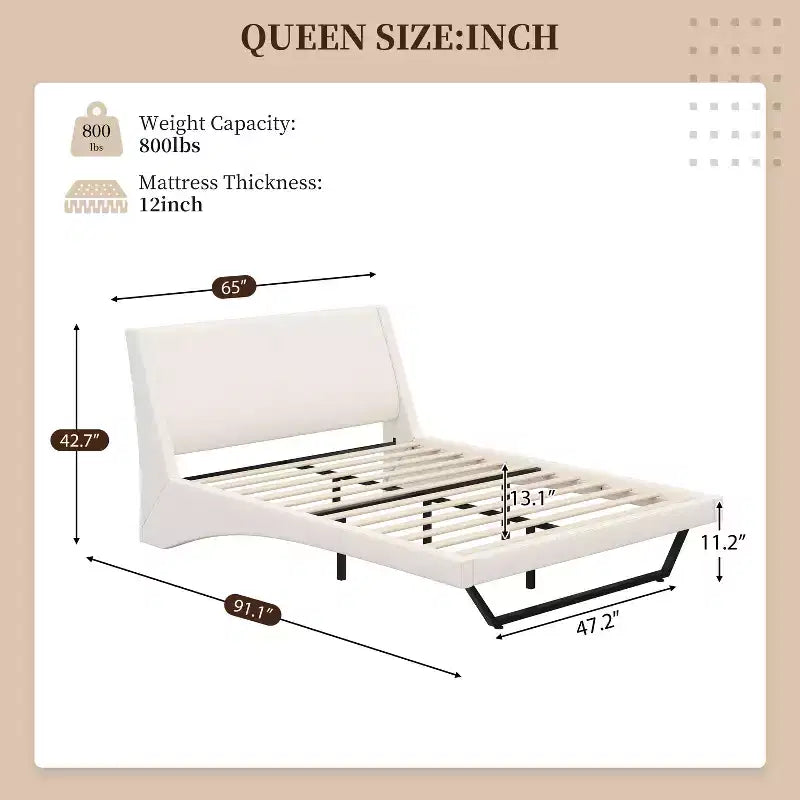 Cadre de lit rembourré en similicuir avec pieds trapézoïdaux pour lit Queen/King Size – ModernLuxe