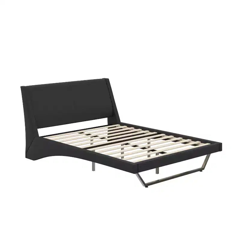 Cadre de lit rembourré en similicuir avec pieds trapézoïdaux pour lit Queen/King Size – ModernLuxe