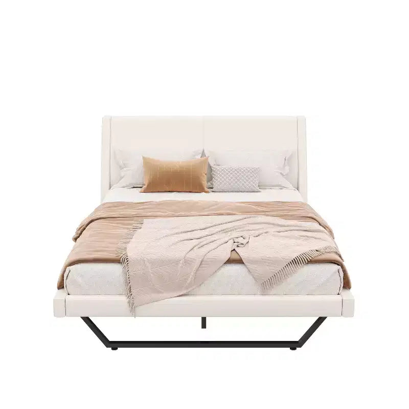 Cadre de lit rembourré en similicuir avec pieds trapézoïdaux pour lit Queen/King Size – ModernLuxe