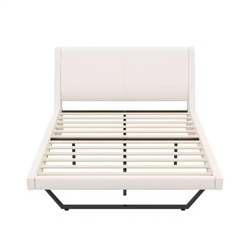 Cadre de lit rembourré en similicuir avec pieds trapézoïdaux pour lit Queen/King Size – ModernLuxe