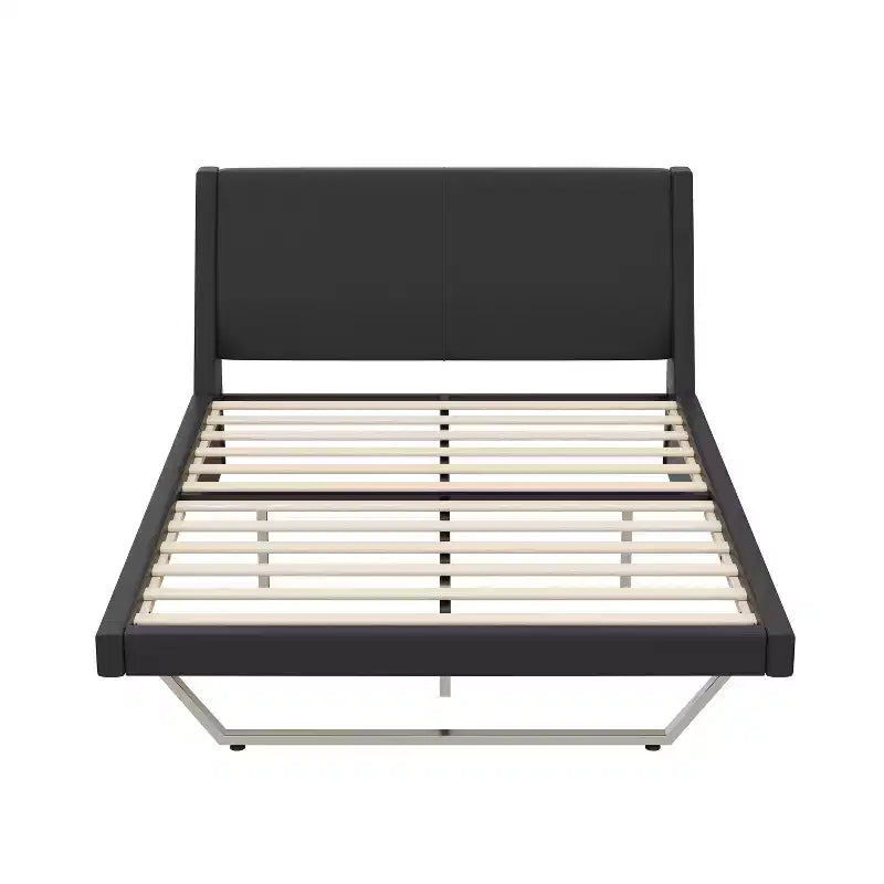 Cadre de lit rembourré en similicuir avec pieds trapézoïdaux pour lit Queen/King Size – ModernLuxe