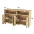 Buffet bahut avec rangement, 4 portes et étagères réglables, grand meuble de rangement de cuisine de ferme de 140 cm, meuble de bar à café en bois pour la cuisine