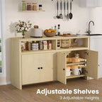 Buffet bahut avec rangement, 4 portes et étagères réglables, grand meuble de rangement de cuisine de ferme de 140 cm, meuble de bar à café en bois pour la cuisine