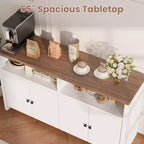 Buffet bahut avec rangement, 4 portes et étagères réglables, grand meuble de rangement de cuisine de ferme de 140 cm, meuble de bar à café en bois pour la cuisine