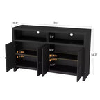 Buffet bahut avec rangement, 4 portes et étagères réglables, grand meuble de rangement de cuisine de ferme de 140 cm, meuble de bar à café en bois pour la cuisine