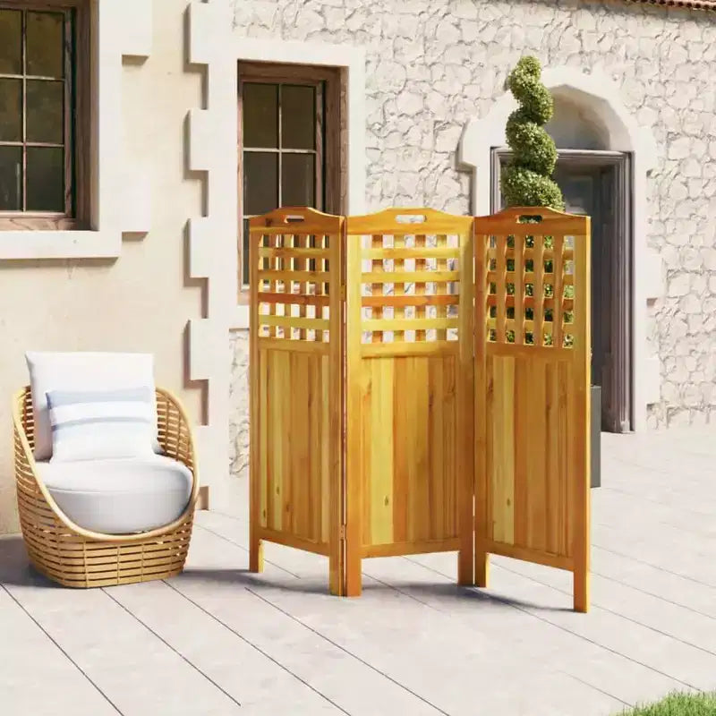 vidaXL Paravent à 3 Panneaux Séparateur de Pièce Bois Massif d'Acacia