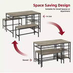 Ensemble table à manger pour 4, table de cuisine avec 2 bancs, étagère à vin et étagère de rangement, ensemble de table à manger rectangulaire, ensemble de table à manger 3 pièces pour l'espace