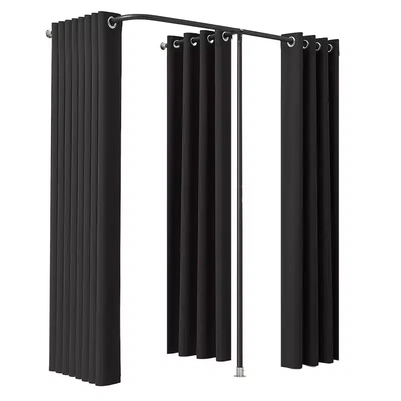 VEVOR Fitting Room, Portable Changing Room with Thick Polyester Curtains, Double Dressing Rooms with Partition Curtains, 79 x 39 x 79 in, Black