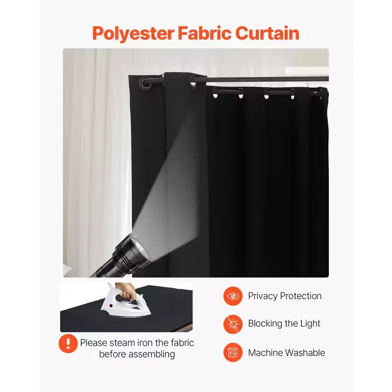 Cabine d'essayage VEVOR, cabine d'essayage portable avec rideaux épais en polyester, cabines doubles avec rideaux de séparation, 200 x 100 x 200 cm, Noir