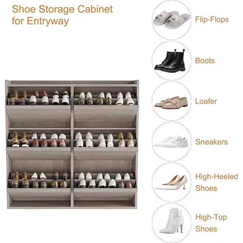 Meuble à chaussures en bois à 6 tiroirs avec étagère réglable - Rangement à chaussures dissimulé pour entrée, couloir, salon