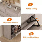 Meuble à chaussures en bois à 6 tiroirs avec étagère réglable - Rangement à chaussures dissimulé pour entrée, couloir, salon