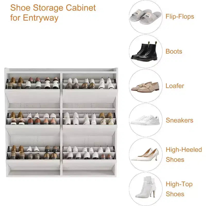 Meuble à chaussures en bois à 6 tiroirs avec étagère réglable - Rangement à chaussures dissimulé pour entrée, couloir, salon