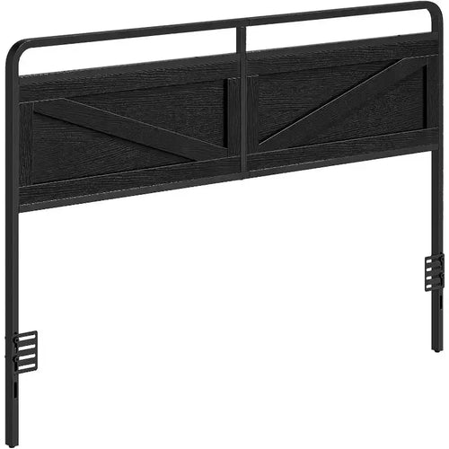 Tête de lit Queen ACOINEL en panneau de bois, Tête de lit réglable en hauteur avec cadre en métal et adaptateur de cadre de lit, Tête de lit noire minimaliste