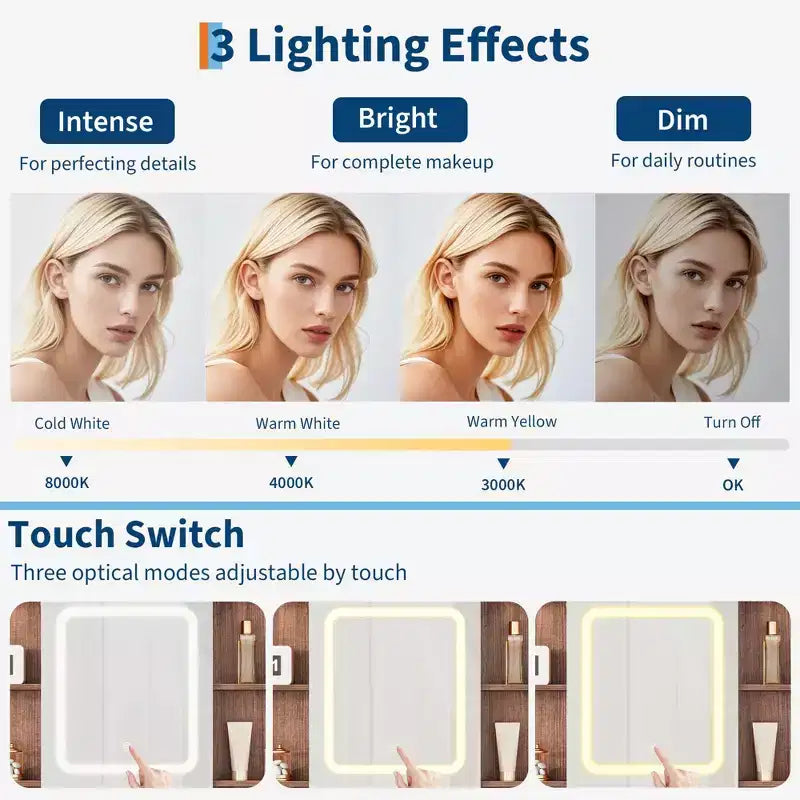 Coiffeuse de maquillage avec miroir, table de maquillage blanche à plateau en verre de 42 pouces, tabouret rembourré, tiroirs, meuble et étagère ouverte