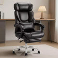 Ora Maison High Back Office Chair with Footrest  Reclining Leather Desk Chair for Naps & Work, Black