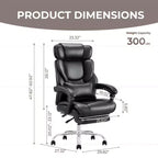 Chaise de bureau haute Ora Maison avec repose-pieds, inclinable, en cuir, pour siestes et travail, noir
