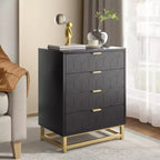 Commode de chambre, commode en bois rose à 4 tiroirs avec poignées, rangement moderne pour couloir et entrée
