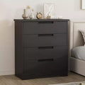 4-Drawer Black Dresser with Embedded Handles - Modern Wooden Chest of Drawers for Bedroom Living Room Nursery