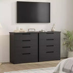 Commode noire à 4 tiroirs avec poignées encastrées - Commode moderne en bois pour chambre à coucher, salon, chambre d'enfant
