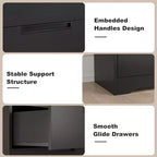 Commode noire à 4 tiroirs avec poignées encastrées - Commode moderne en bois pour chambre à coucher, salon, chambre d'enfant