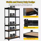 Étagères de rangement robustes, étagères de rangement de garage à 5 niveaux, unité d'étagères de rangement métalliques réglables, étagères de rangement de garage faciles à assembler