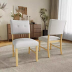 Lot de 4 chaises de salle à manger tapissées en tissu avec pieds en bois massif et sièges rembourrés