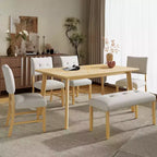 Lot de 4 chaises de salle à manger tapissées en tissu avec pieds en bois massif et sièges rembourrés