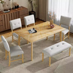 Lot de 4 chaises de salle à manger tapissées en tissu avec pieds en bois massif et sièges rembourrés