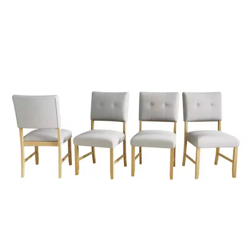 Lot de 4 chaises de salle à manger tapissées en tissu avec pieds en bois massif et sièges rembourrés