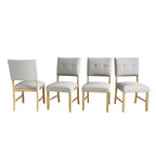 Lot de 4 chaises de salle à manger tapissées en tissu avec pieds en bois massif et sièges rembourrés
