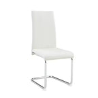 Lot de 4 chaises de salle à manger avec revêtement en PU, dossier haut et pieds en métal chromé