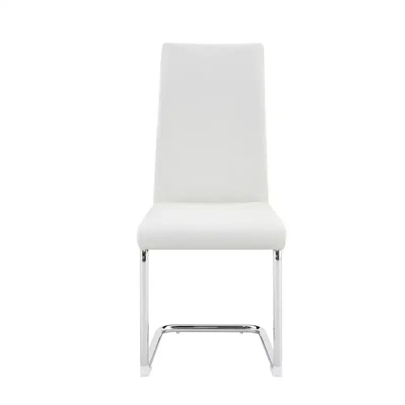 Lot de 4 chaises de salle à manger avec revêtement en PU, dossier haut et pieds en métal chromé