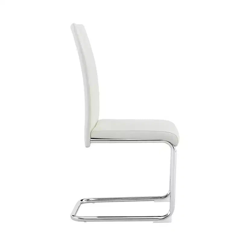 Lot de 4 chaises de salle à manger avec revêtement en PU, dossier haut et pieds en métal chromé