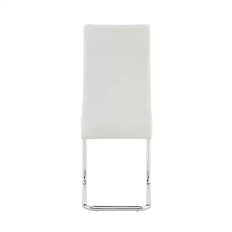 Lot de 4 chaises de salle à manger avec revêtement en PU, dossier haut et pieds en métal chromé