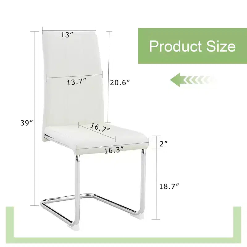 Lot de 4 chaises de salle à manger avec revêtement en PU, dossier haut et pieds en métal chromé
