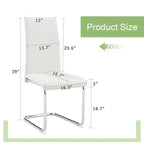 Lot de 4 chaises de salle à manger avec revêtement en PU, dossier haut et pieds en métal chromé
