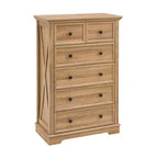 Commode à 6 tiroirs avec poignées métalliques modernes et plateau en bois massif pour l'organisation du rangement dans la chambre à coucher