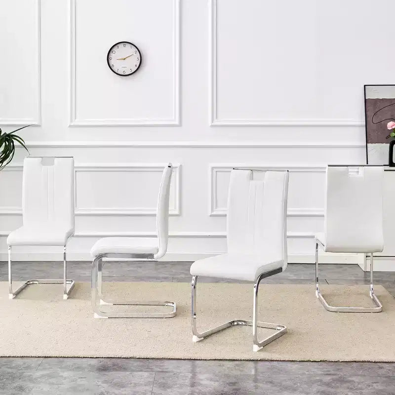 Lot de 4 chaises de salle à manger en PU en forme de nœud avec dossier ergonomique, dimensions 40x52x99 cm