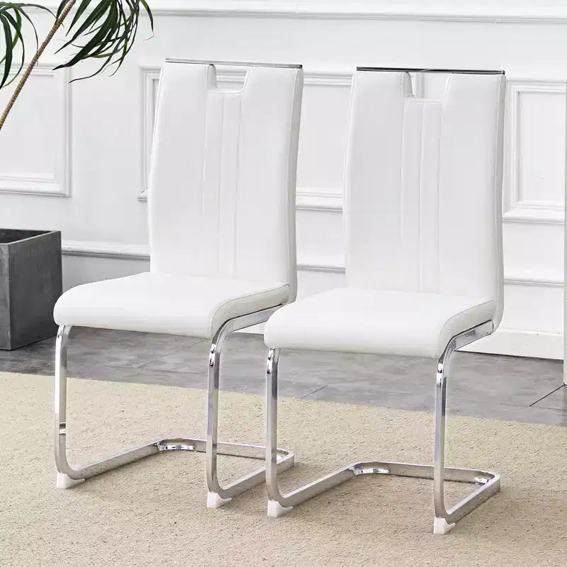 Lot de 4 chaises de salle à manger en PU en forme de nœud avec dossier ergonomique, dimensions 40x52x99 cm