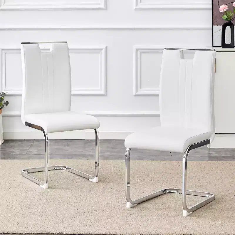 Lot de 4 chaises de salle à manger en PU en forme de nœud avec dossier ergonomique, dimensions 40x52x99 cm