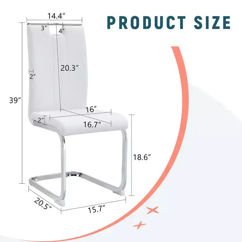 Lot de 4 chaises de salle à manger en PU en forme de nœud avec dossier ergonomique, dimensions 40x52x99 cm
